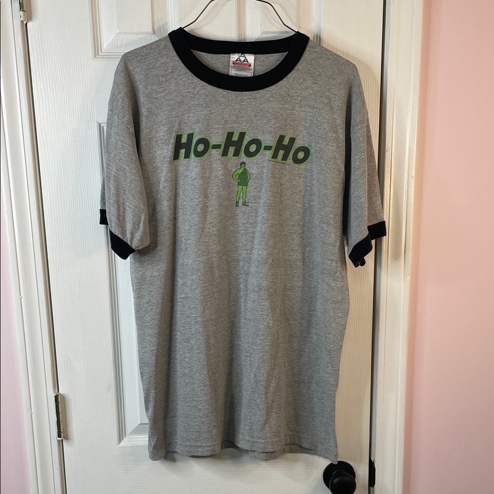 Ringer T-Shirt Vintage Jolly Green Giant Ho Ho Ho Size Large 2004 General Mills